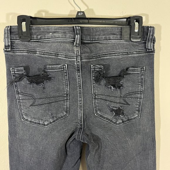 NWOT American Eagle Women's High Rise Distressed Black Jeans Size 6 - Picture 9 of 12